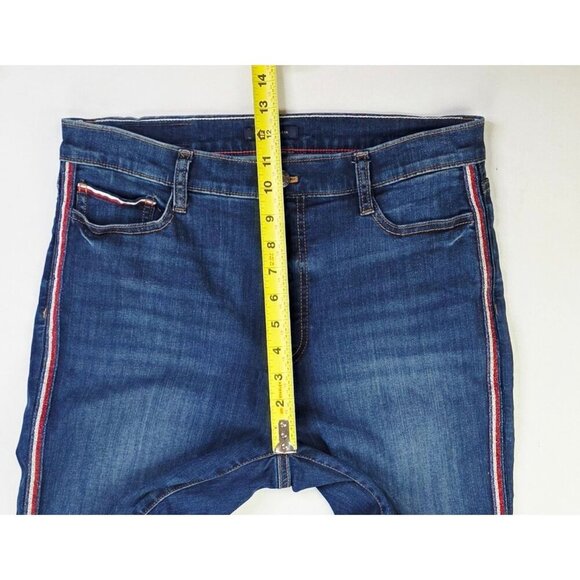 Tommy Hilfiger 30X29 Size 10 Womens Slimming Tuxedo Stripe Blue Denim Logo Jeans - Picture 3 of 13